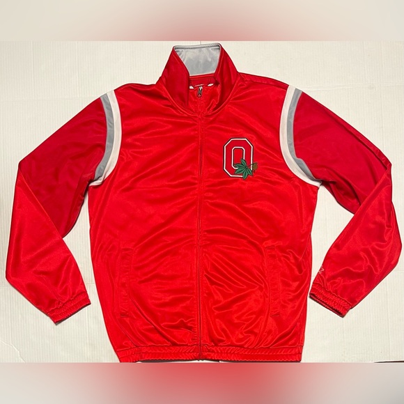 STARTER BOMBER FULL ZIP JACKET OHIO STATE BUCKEYES SCRIPT LOGO RED MEN SZ LARGE - Picture 7 of 13